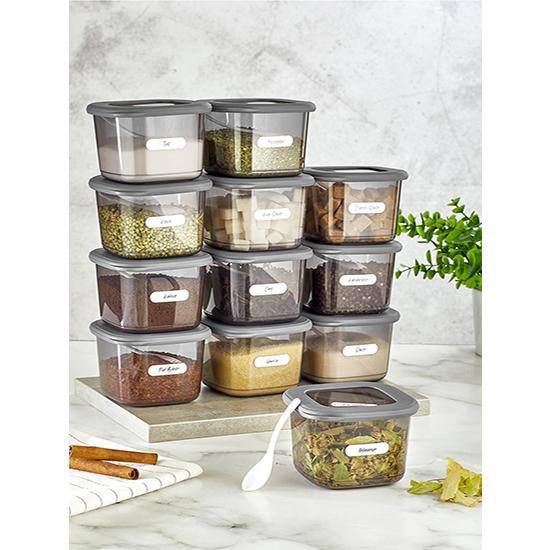 Buy Foly Food Storage Container with 12 Spoons and Label Set of 12