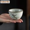 100ml Iron Tire Ru Kiln Porcelain Teacup Ancient Tea Bowl Sample Tea Cup Tea-tasting Personal Cup Chazhan Master Cups Teaset