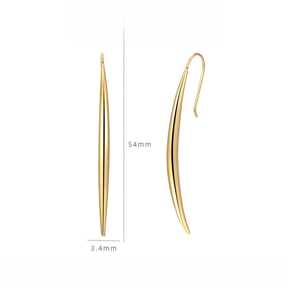 Simple Slender Wolf Tooth Earrings Gold Niche High-end Earrings Women's Titanium Steel Non-fading Jewelry