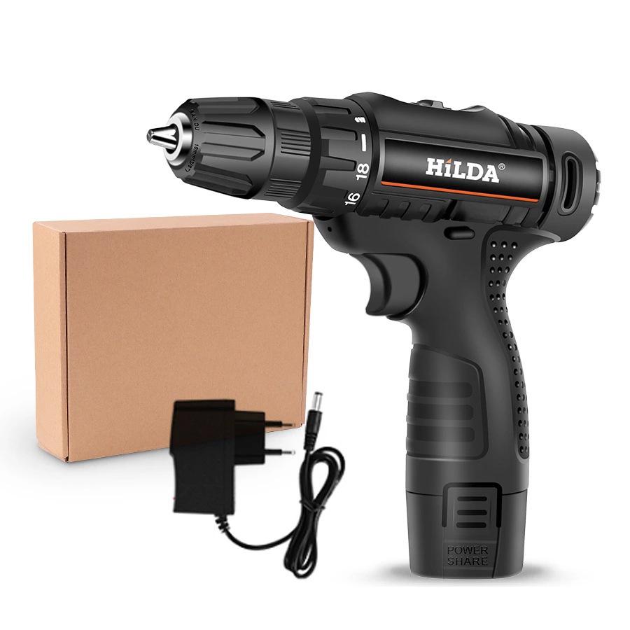HILDA 12V Cordless Electric Drill & Screwdriver - Lithium Impact Hand Tool for Home