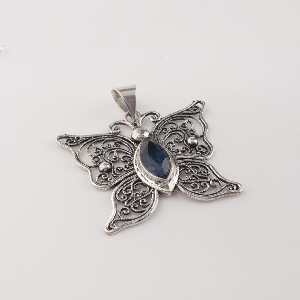 London Blue Topaz Gemstone 925 Sterling Silver Stylish Pendant 1.5" Handmade Jewelry For Women CP-41-10