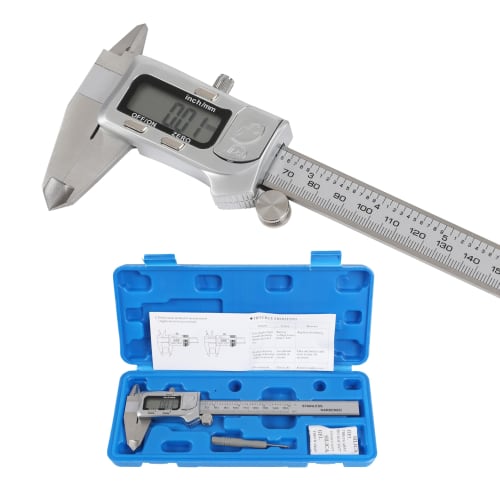 HFS(R) 150mm Digital Caliper, Stainless Steel, 0.03mm Accuracy, LCD Display, for Measures Inner and Outer Diameters, Depth, and Steps, Includes Storag