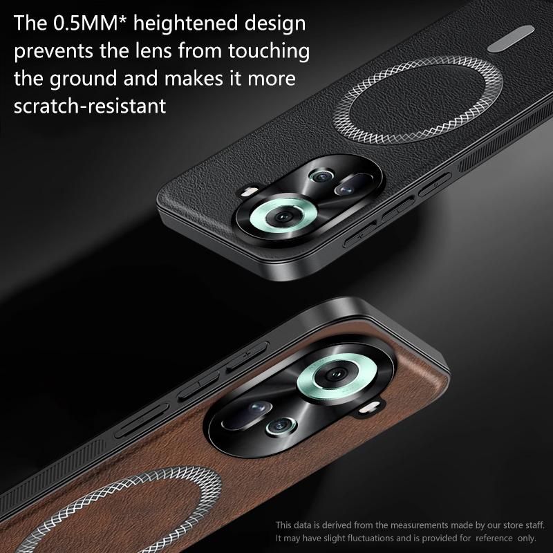 For Oppo Reno 11F Case Magnetic Elegant Leather Wear-Resistant Lens Fully Covered Non-Slip Grip Edge Cover Shell