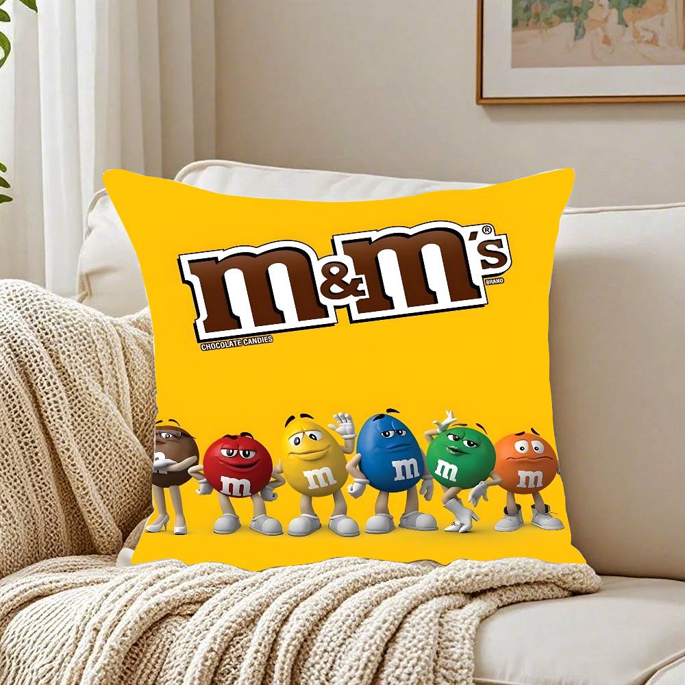 M&M's Chocolate Candy Meme Pillow Case Pattern Printed Pillowcase for Living Room Sofa Cushion Cover & Bedroom Decor