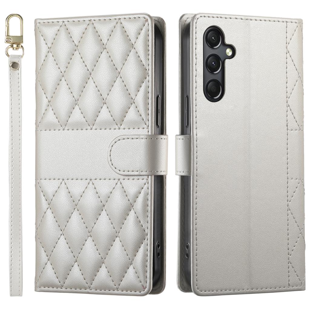 Pro Samsung Galaxy A24 4G (162,1 x 77,6 x 8,3 mm) Pouzdro Prošívané kosočtvercovým vzorem Peněženka Stojánek Kožený kryt na telefon s dlouhým/krátkým popruhem