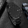 Men's Trend Roman Numeral Fashion Watch 4 Pieces/Set Men's Black Minimalist Quartz Watch Set