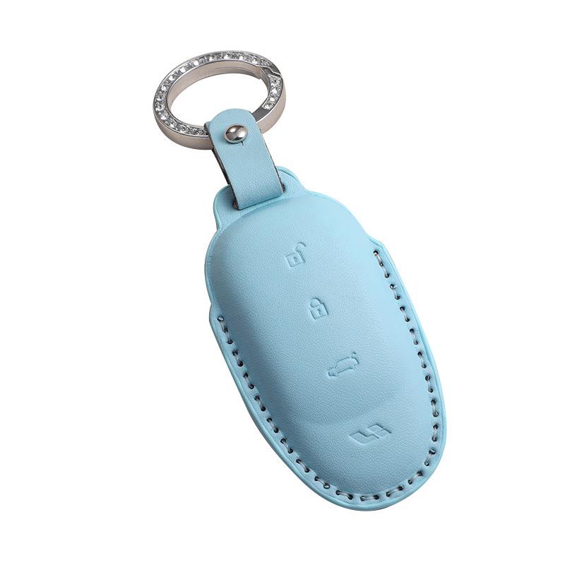 Dreifarbige PU-Leder-Autoschlüsselhülle für Ideal L6-L9