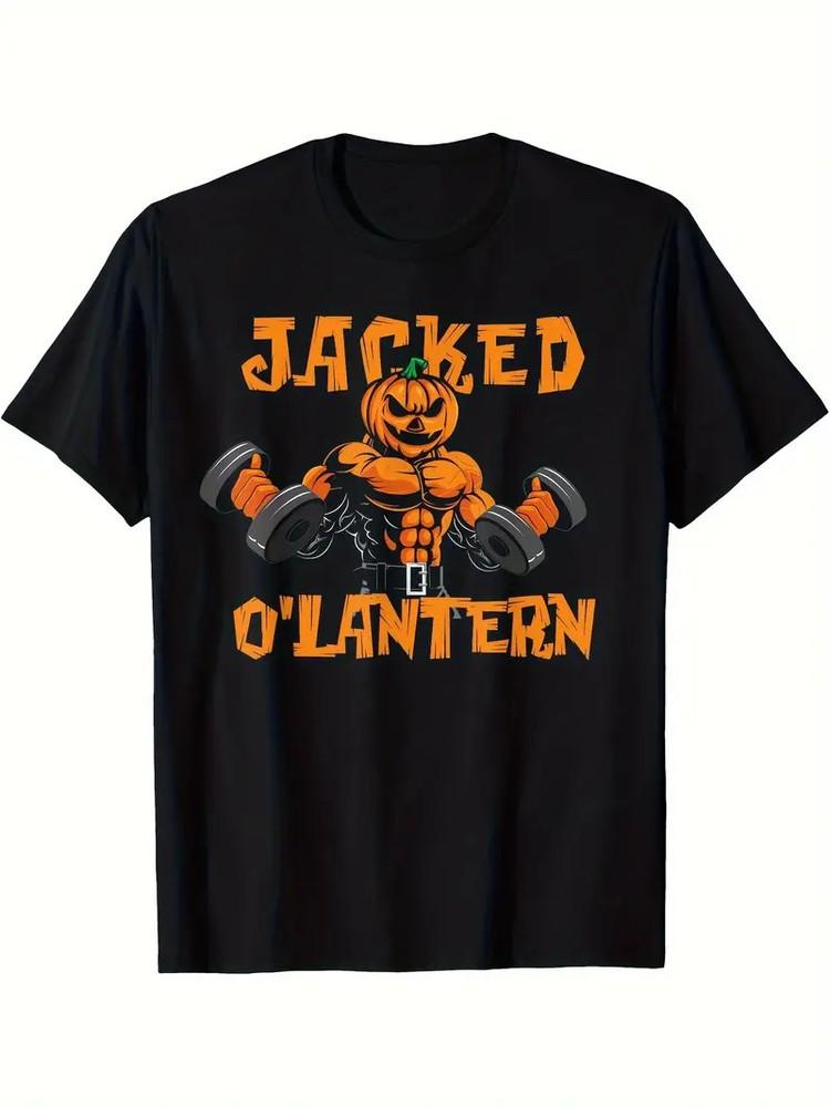 

Jacked O Lantern Halloween Gym Workout Lifting Pumpkin Funny T-ShirtBlack Casual 3XL