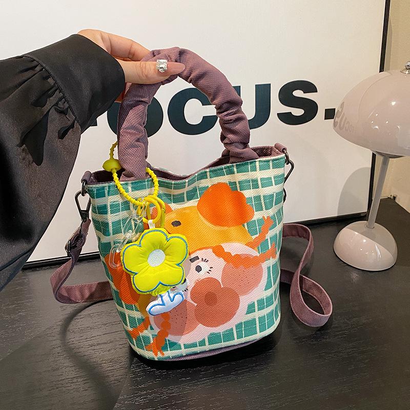 Damen Graffiti Illustration Schultertasche - Lustiges & Frisches Crossbody Bucket Design