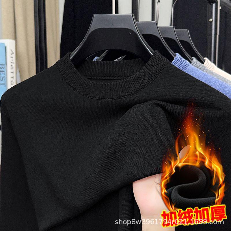 Men s Velvet Thick Knit Mid-Neck Sweater - 2025 Autumn/Winter Korean Style XL (130-150 catties)