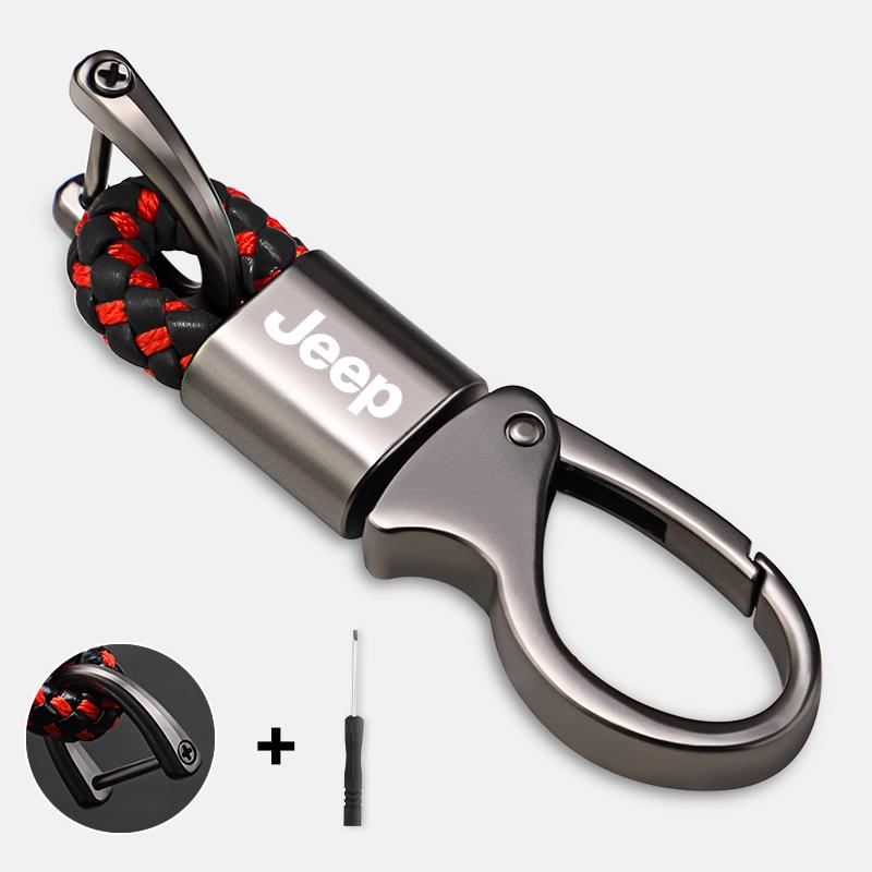 Kopphållare Zinklegering Flätat Rep Nyckelring Bilnyckelring Tillbehör För Jeep Grand Cherokee Wrangler JK Gladiator Compass Rene