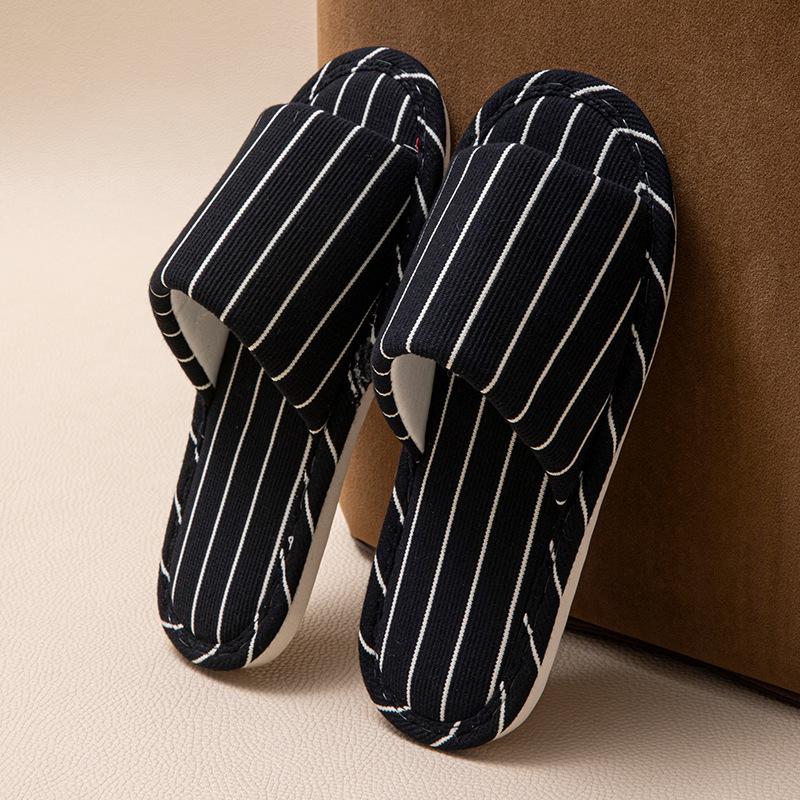 Linen breathable slippers women's four seasons indoor home non-slip deodorant silent soft bottom couple household floor mopping men