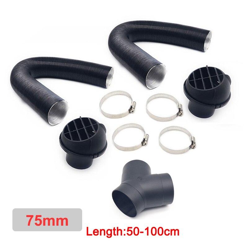 60/75/42mm Car Heater Replacement Kits Air Diesel Parking Heater Ducting Pipe Air Vent Outlet Hose Tube Connector w/Hose Clips