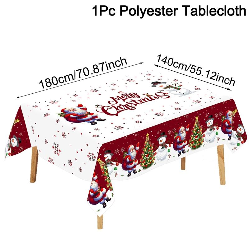 Christmas Tablecloth New Year 2026 Santa Claus Snowman Navidad Table Cover Christmas Party Table Decoration for Home 2026 Gifts