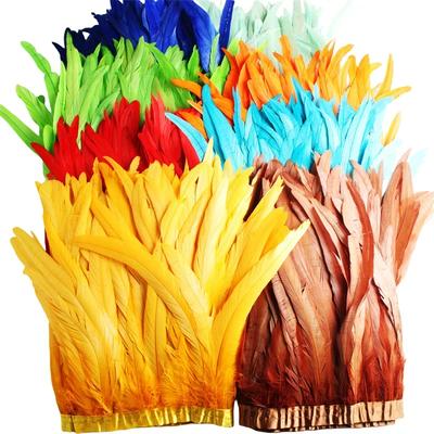 10Yard/lot Rooster Tail Feathers Trims for Needlework DIY Handicrafts 25-30cm Feather Fringes for Clothes Carnival Accessories
