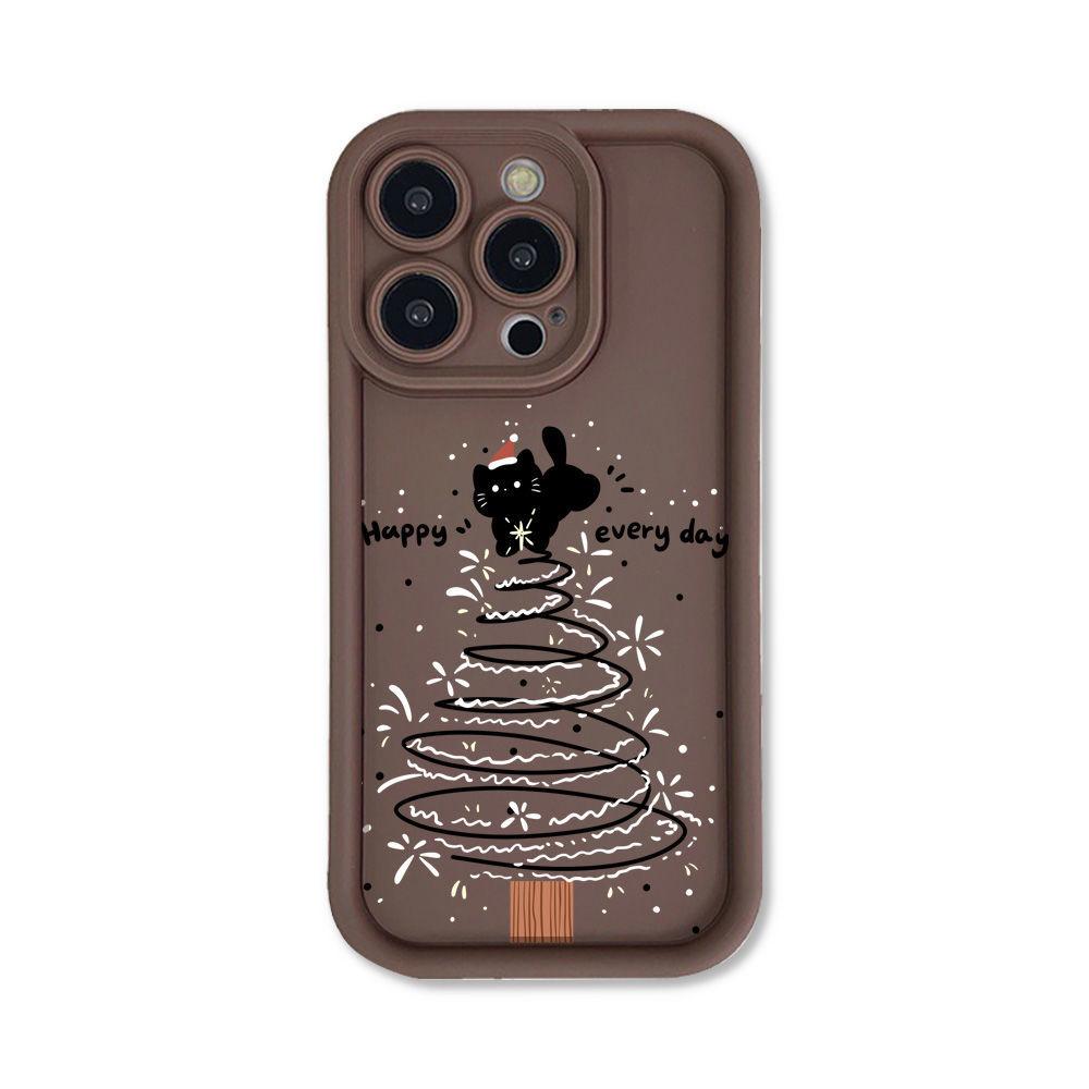 Pouzdro pro iPhone 16 15 Cartoon Cute Christmas Cat silikonové pouzdro na telefon iPhone 14 13 12 11 Pro Max XS Max X XR 7 8 Plus SE3 Soft Women Casing Cover