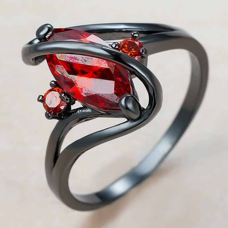 Black Gold S-shaped Zircon High-end Diamond-encrusted Ring for Men, Simple European and American Style Ring