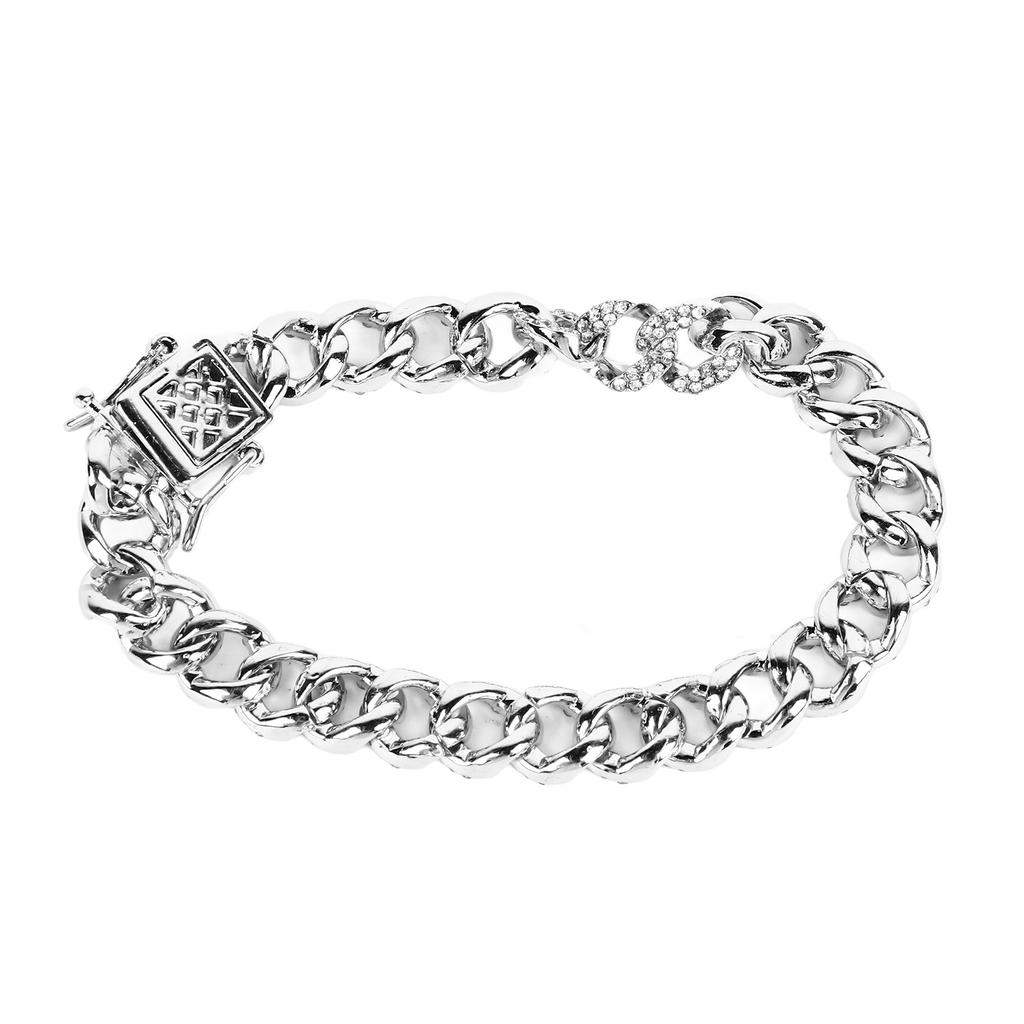 Men Necklace 20cm Silver Zinc Alloy Simple Stylish Link Chain Necklace for Street Party