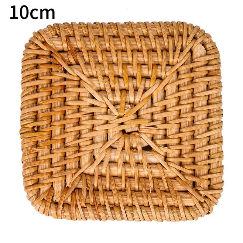 Handmade Rattan Coasters Heat Insulation and Anti-skidding Tea Cup Pad Reusable Slip Resistant Mug Coaster Drinkware Decor