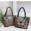 Bohemian Fabric Tote Bag With Contrasting Colors And Inner Zipper Pocket For Women