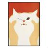 Minimalist Cat Cartoon Wall Art, Framed Painting, Nordic Design, Living Room Decor