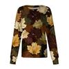 Women's Casual Long Sleeve Cardigan Top with Leaf Floral Print for Caregiver Uniform