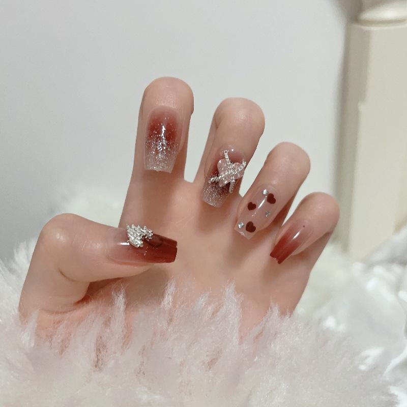 Luxurious Handmade Translucent Nail Tips for Autumn/Winter – Soft Texture, High-Class Feel