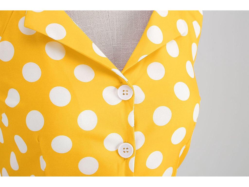 1950er Vintage Polka Dot Neckholder Rückenfreies Swing-Kleid mit Hepburn-Kragen