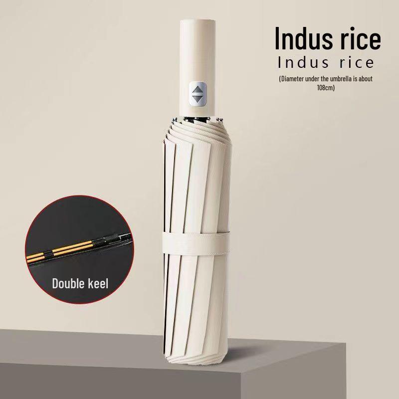 

24-Rib Automatic Reinforced Black Glue Folding Umbrella - Sunscreen & Rain Protection