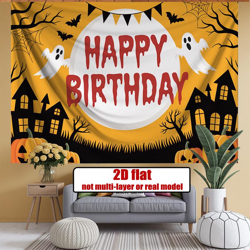 Party Backdrop Halloween Flat Banners Spooky Ghost Pumpkin Celebrations Wedding Photo Booth Background Front Door Decor