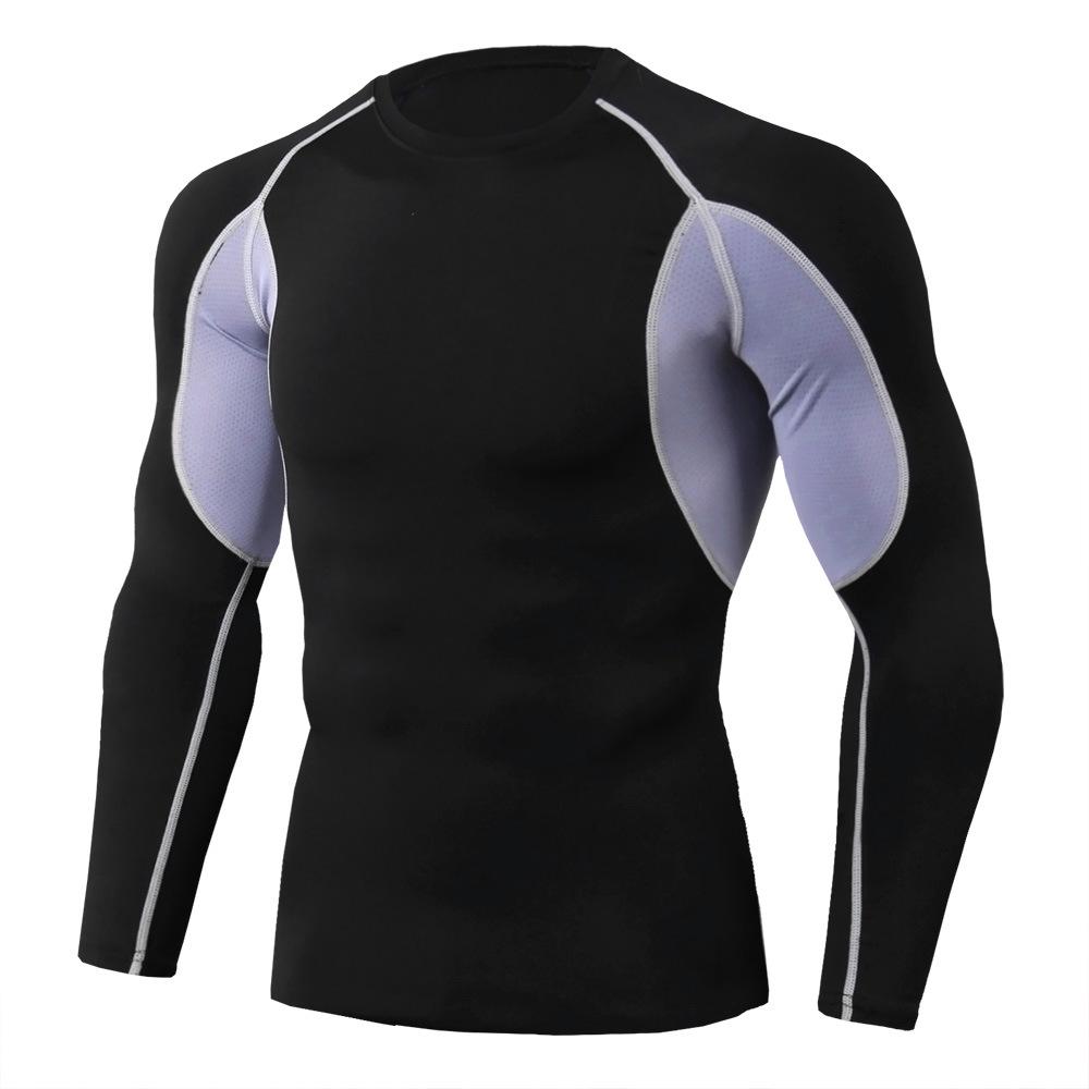 Men's Pro Quick-Dry Crew Neck Long Sleeve Tight-Fit Fitness T-Shirt