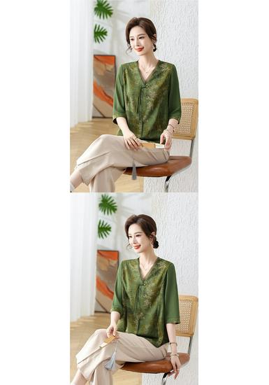 2026 Stylish Seven-Point Sleeve Summer Shirt for Middle-Aged Women
