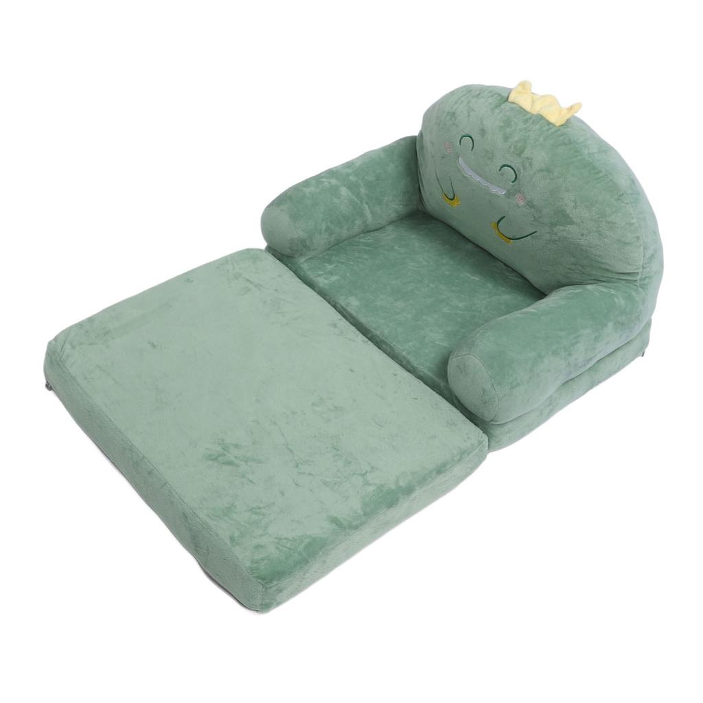 Kinder Sofa Cartoon Grüner Dinosaurier Faltbar Breiter Griff Weich Atmungsaktiv Kleinkind Stuhl zum Lesen Entspannen Schlafen