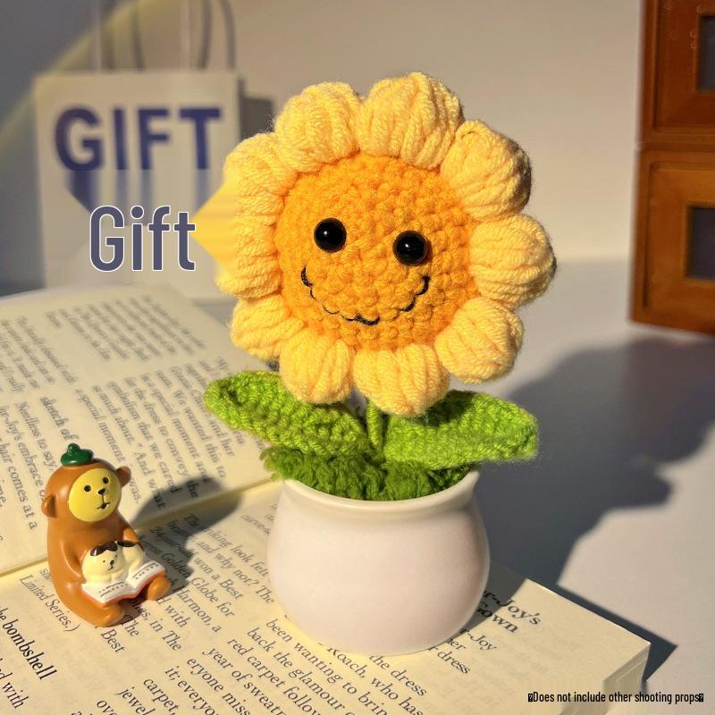 Handgefertigte Sonnenblumen-Schreibtischdekoration - Gewebtes Blumenstrauß-Geschenk für Schüler & Mädchen