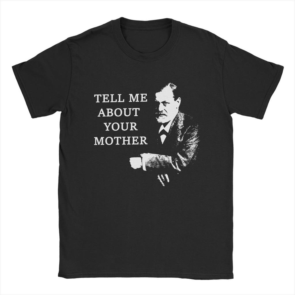 Moda Parlami di tua madre Sigmund Freud T-Shirt Uomo Girocollo Cotone Magliette Manica Corta T-Shirt Taglie Forti Top