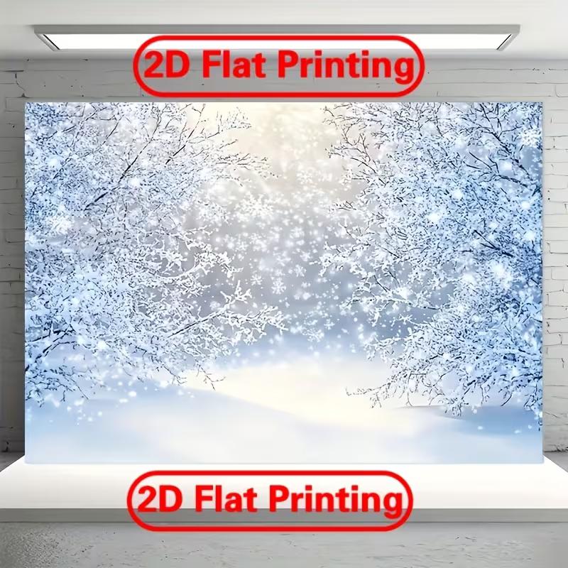 2D White Winter Wonderland Backdrop 2D Flat Print for Holiday & Family Photoshoot