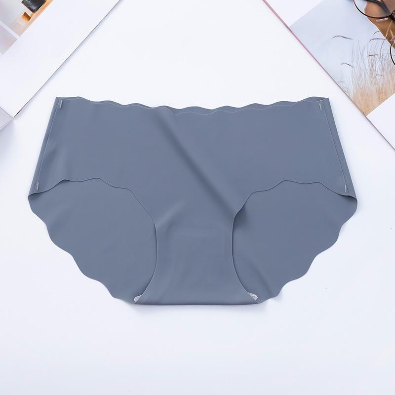 Fashionable Women's Underwear Wave Edge Solid Color Comfortable Breathable Summer Thin Low Waist Plus Size Women's Triangle Panties