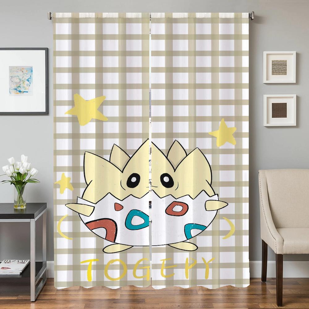 

Домашний интерьер Кухонные шторы для гостиной 2 штуки Затемняющие шторы Занавеска для двери P-pokemon-n Украшение спальни Перегородка W50xH70cmx2pcs-CL