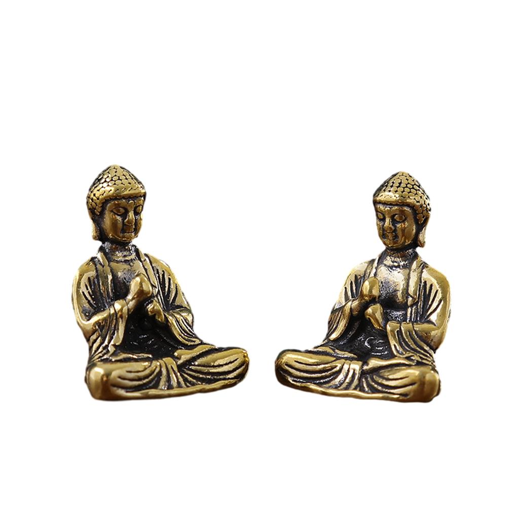 10Pcs/set Shakyamuni Buddha Statue Small Ornaments Brass Figurine Artistic Religious Desktop Decorations Crafts