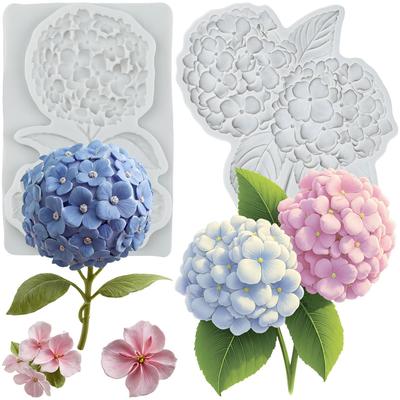 Blume Silikonform Hortensienblume Fondantformen Kuchen Dekorationswerkzeuge Cupcake Topper Süßigkeiten Harz Ton Schokolade Gumpaste Form