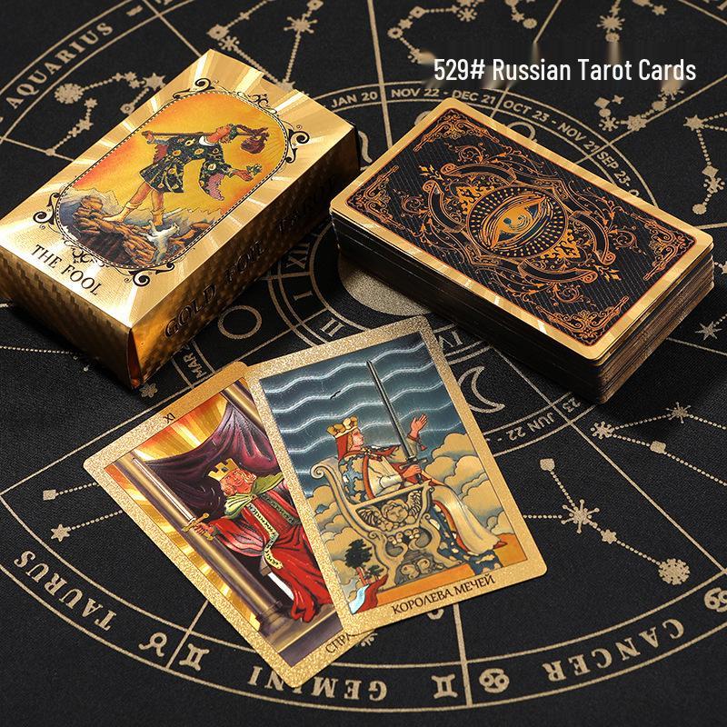Waterproof Black PVC Tarot Cards - Colorful 78 Card Deck for Board Games