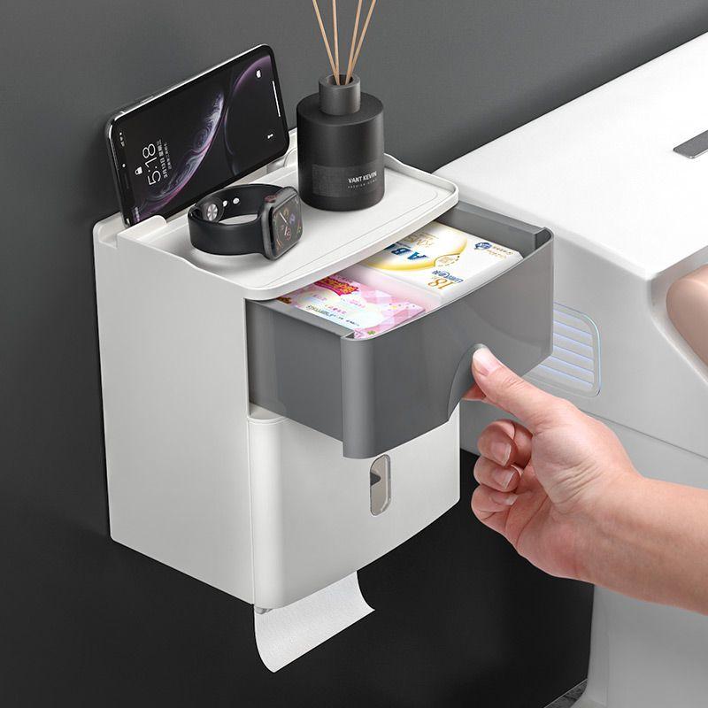 Toilet tissue box waterproof punch-free toilet paper toilet paper rack toilet wall-mounted paper box paper roll