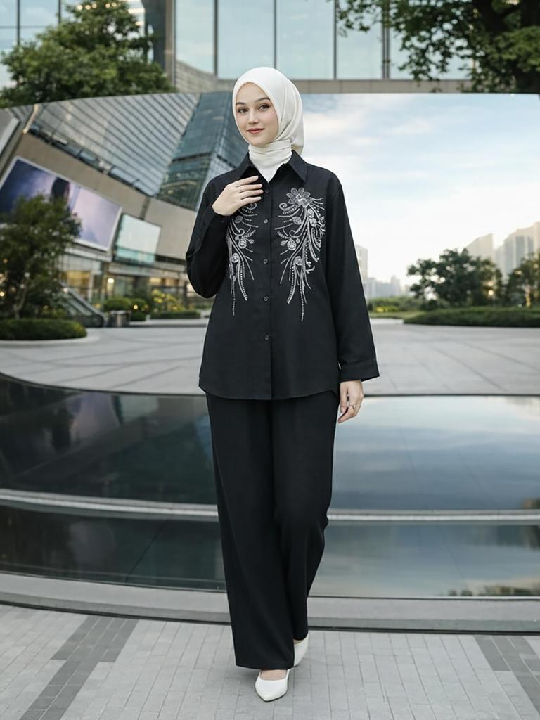 Spring 2026 Southeast Asia Muslim Women's Rhinestone Fashion Set in Malaysia