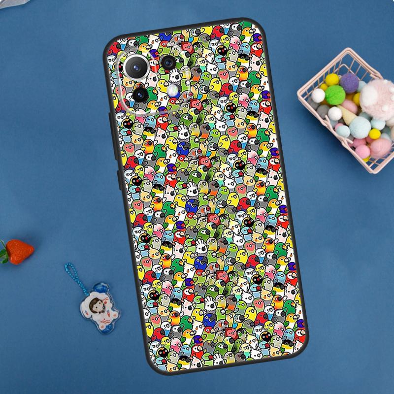 Cartoon Cockatiel Collage Case For Xiaomi 13 14 15 Ultra 11T 12T 13T 14T Pro POCO X7 Pro X3 X5 X6 M6 F5 F6 Pro Cover