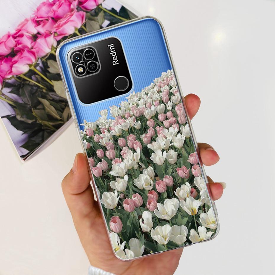Case For Xiaomi Redmi 10A Cute Flower Cat Painted Phone Bumper For Redmi 10A 4G Redmi10A Soft Silicone TPU Back Cover