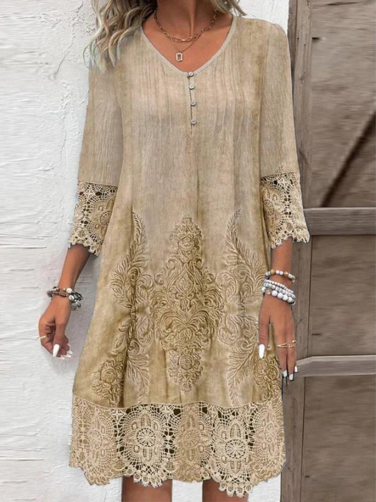 

Solid Color Summer Lace Dress Spring Fashion S