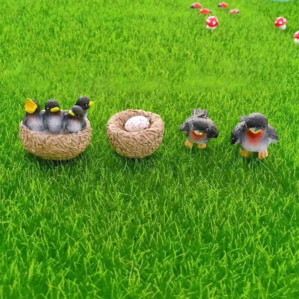 Multicolor Micro Swallow Model Fairy Garden Ornament Mini Birds' Nests Statue  Outdoor Indoor