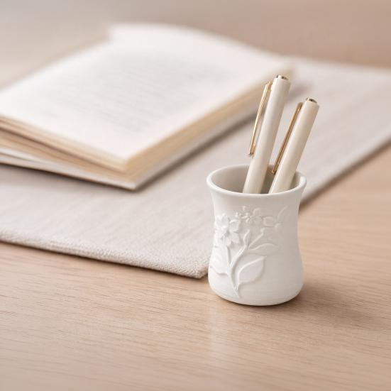 3D Printed Flower Vase, Exquisite Flower Embossed Vase, Decorative Flower Holder, Multi-purpose Pen Holder for Home Tabletop Decoration