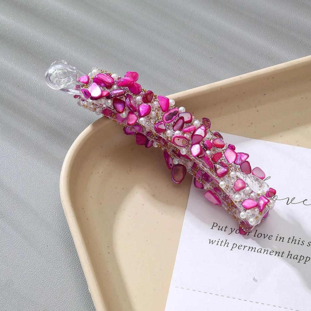 New Color Pan Hair Banana Clip Light Luxury Stone High-end Fashion Ponytail Clip Hair Accessories Hairpin
