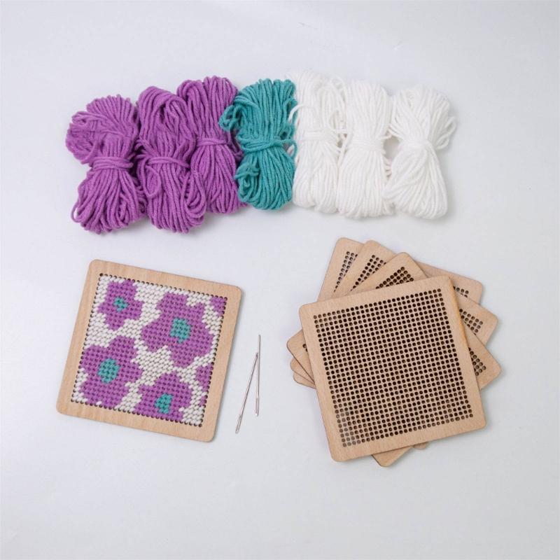 Flower Coaster Crochet Kits Needlepoint Starter Kits with Hook Needlepoint Kits Crochet Starter Kits for Craft Lovers